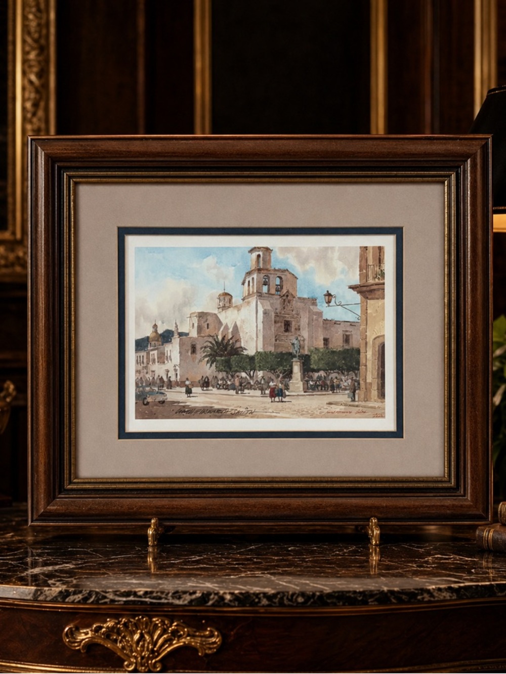 Handsigned Lowell Ellsworth Smith Art Print - San Miguel de Allende Market Scene
